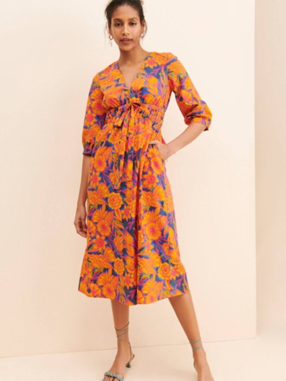 Gilner Farrar Orange DEVIN Midi Dress Size Large